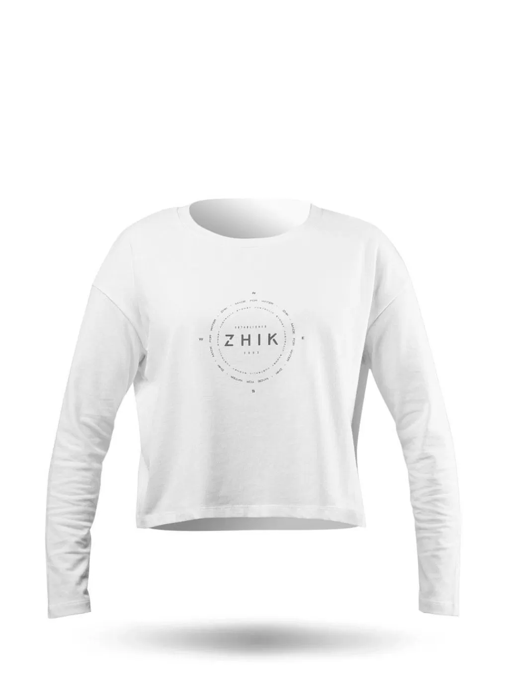 Vrouwen Zhik Katoenen T-Shirt Met Lange Mouwen En Kompasprint Voor Dames