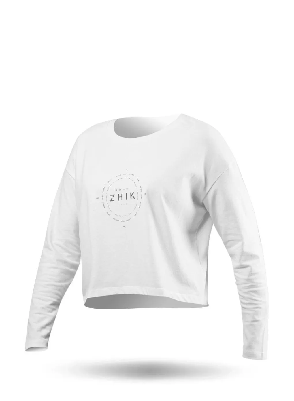 Vrouwen Zhik Katoenen T-Shirt Met Lange Mouwen En Kompasprint Voor Dames
